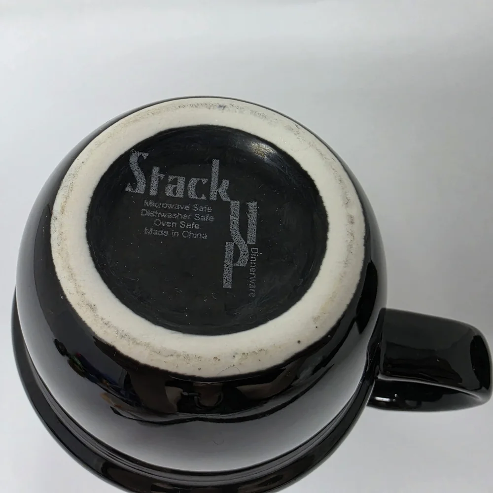Coffee Cup Mug Stack Stackable Black Set of 2